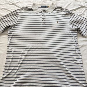 Ralph Lauren Navy and White Striped Polo Shirt men’s 2xlt cotton golf